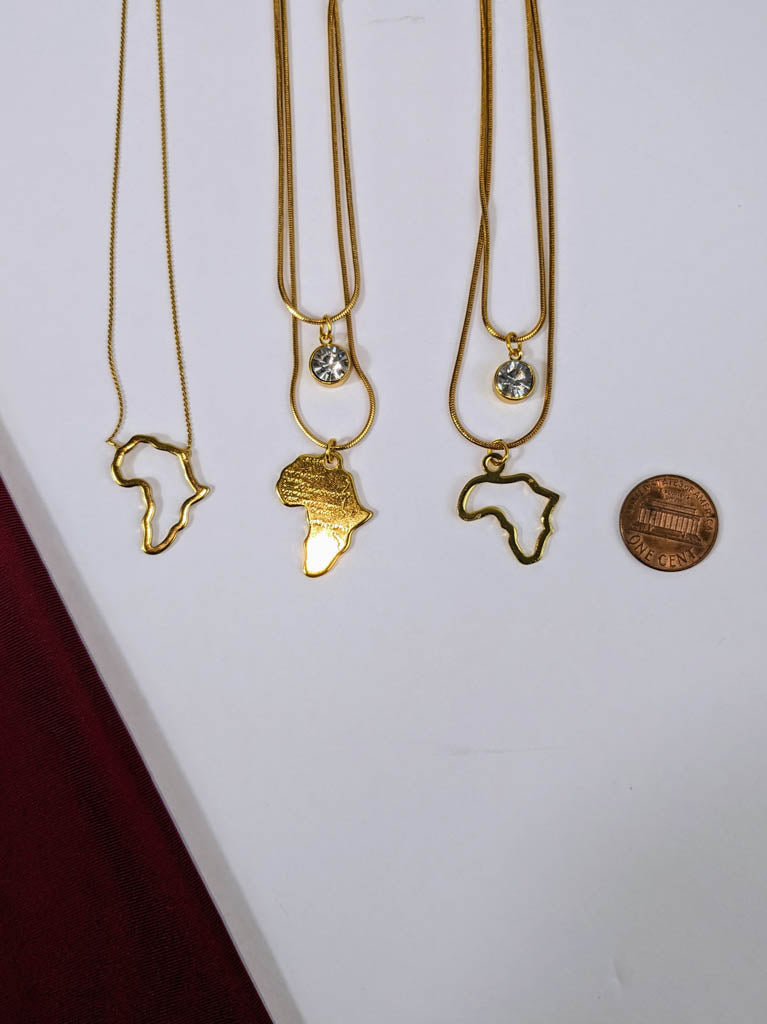 18K Gold Plated Africa Map Necklace | Single Built-in Pendant