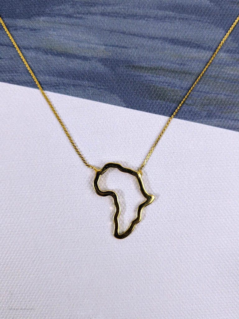 18K Gold Plated Africa Map Necklace | Single Built-in Pendant