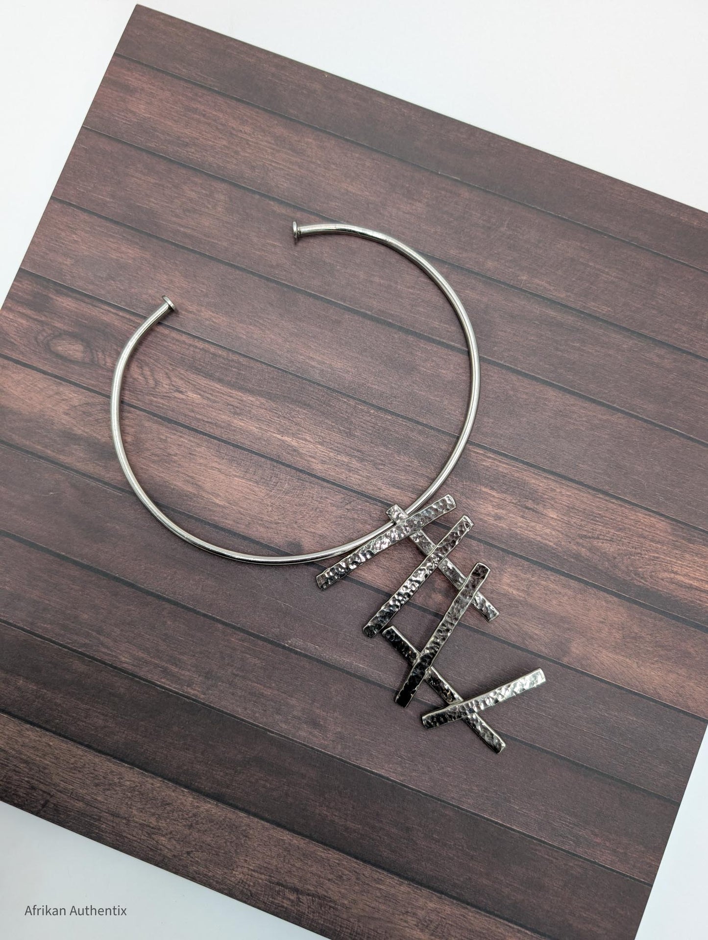 Abeni Silver Geometric Collar Necklace