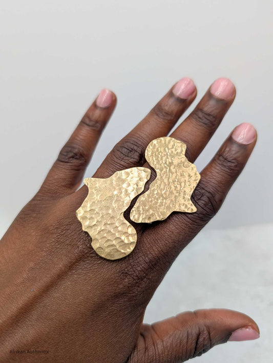 Africa Map Brass Statement Ring - Madiba