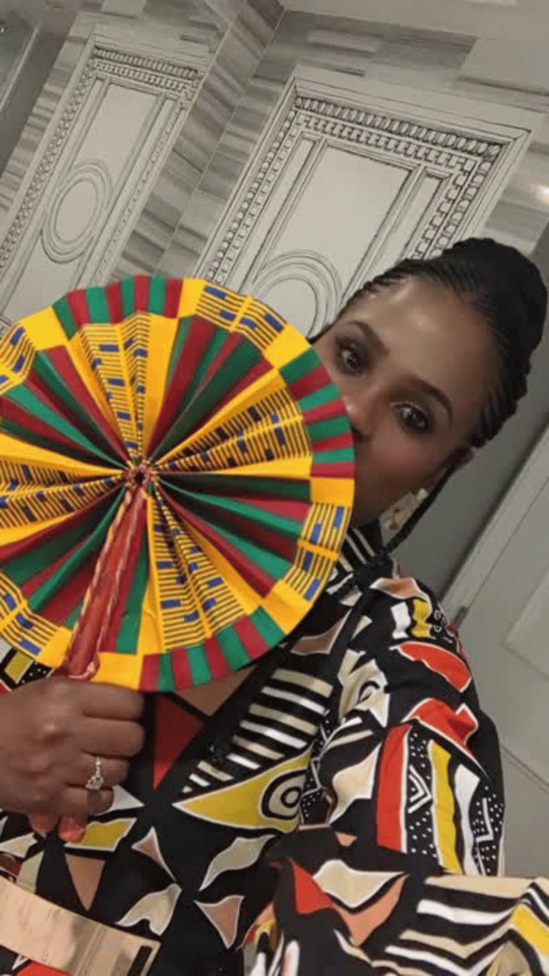 Kente African hand fan