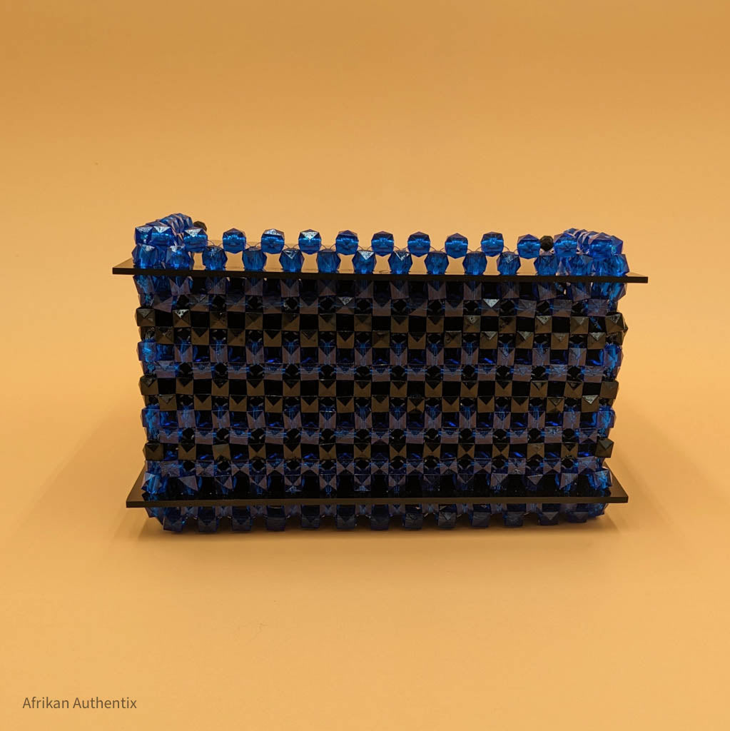 Black and Royal Blue Beaded Bag | Farida