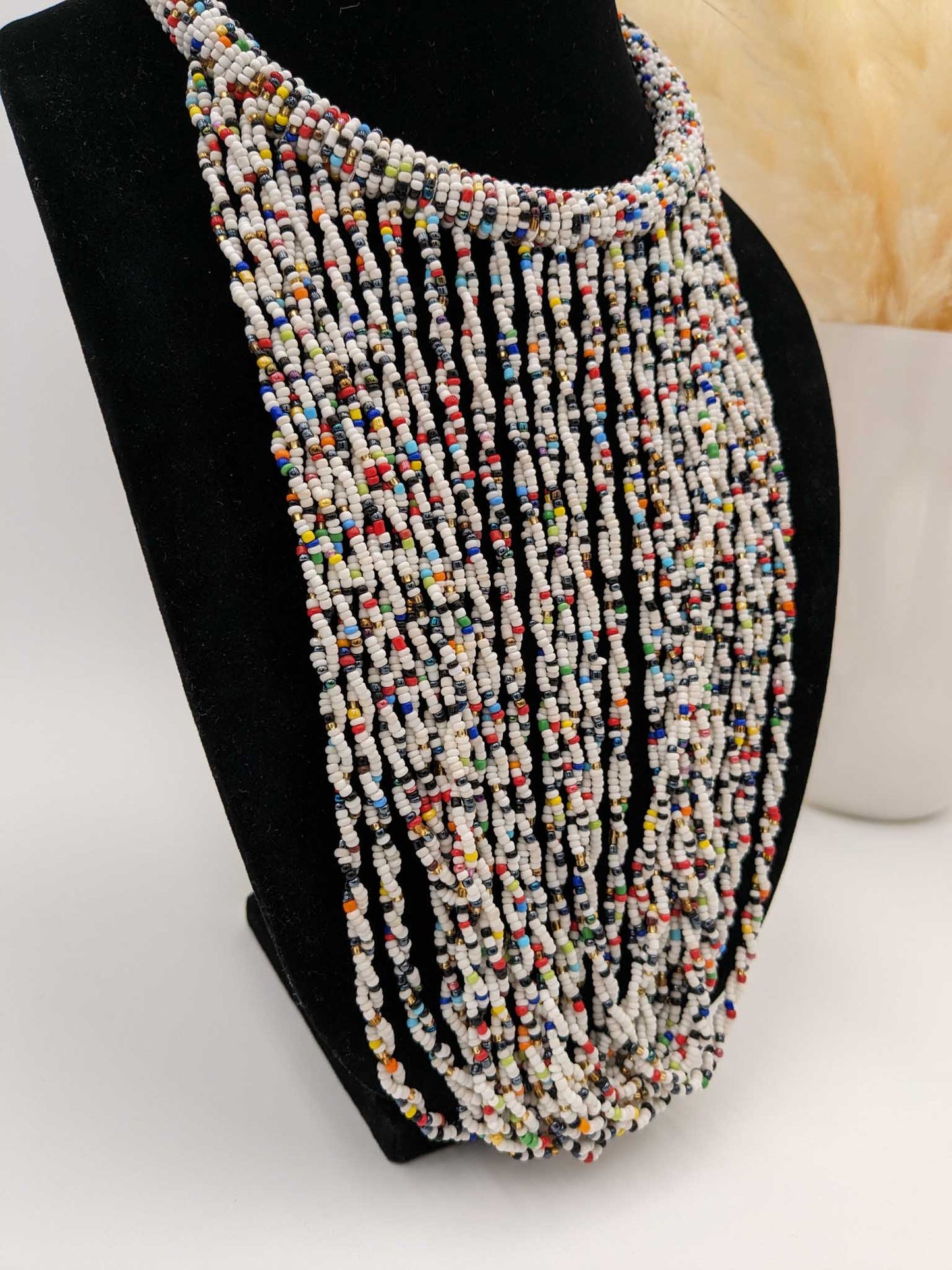 White African Beaded Bib Necklace
