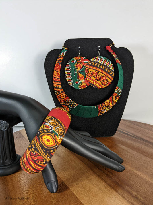 African Print Jewelry Set | Green Dashiki Zinab
