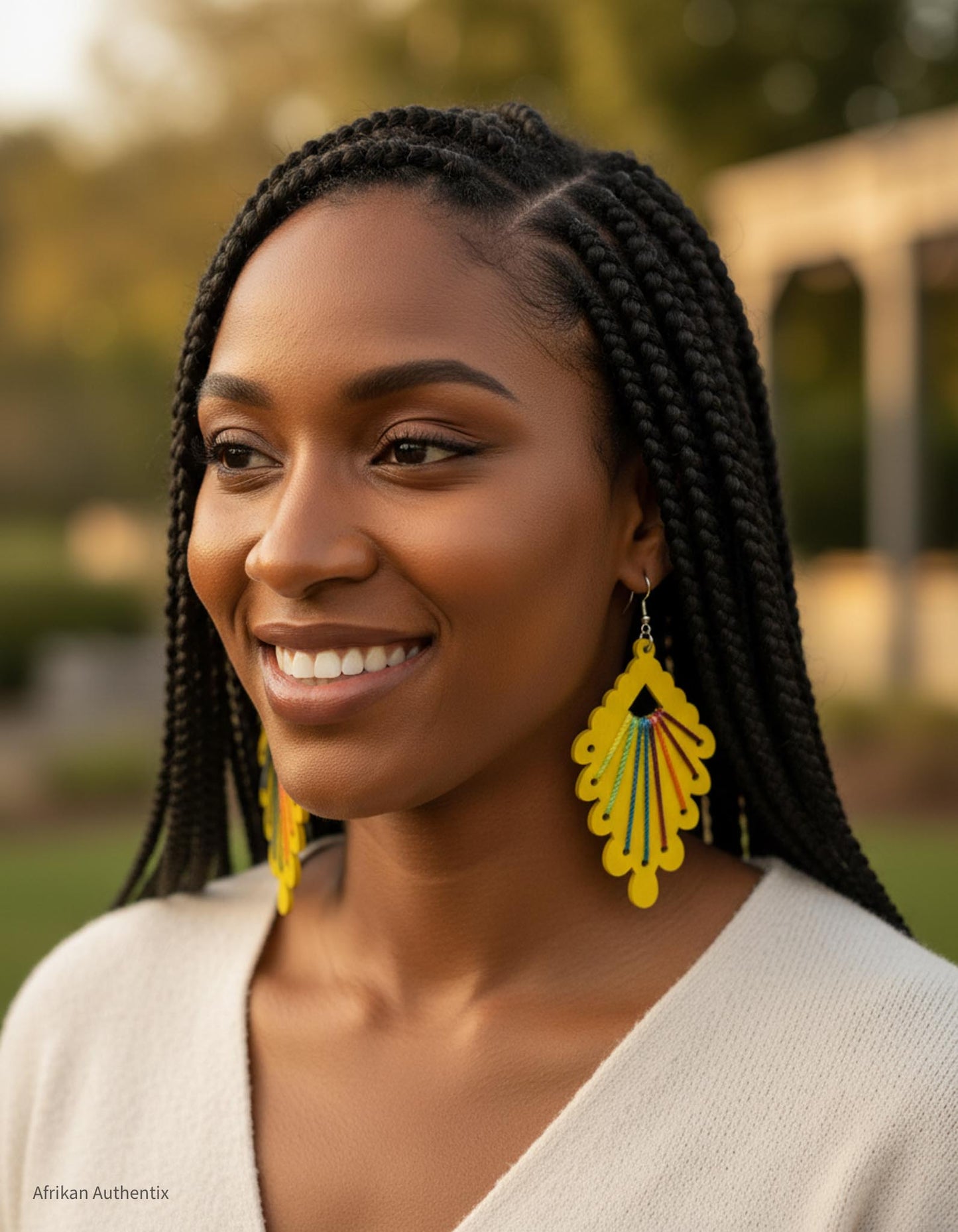 Yellow wooden earrings