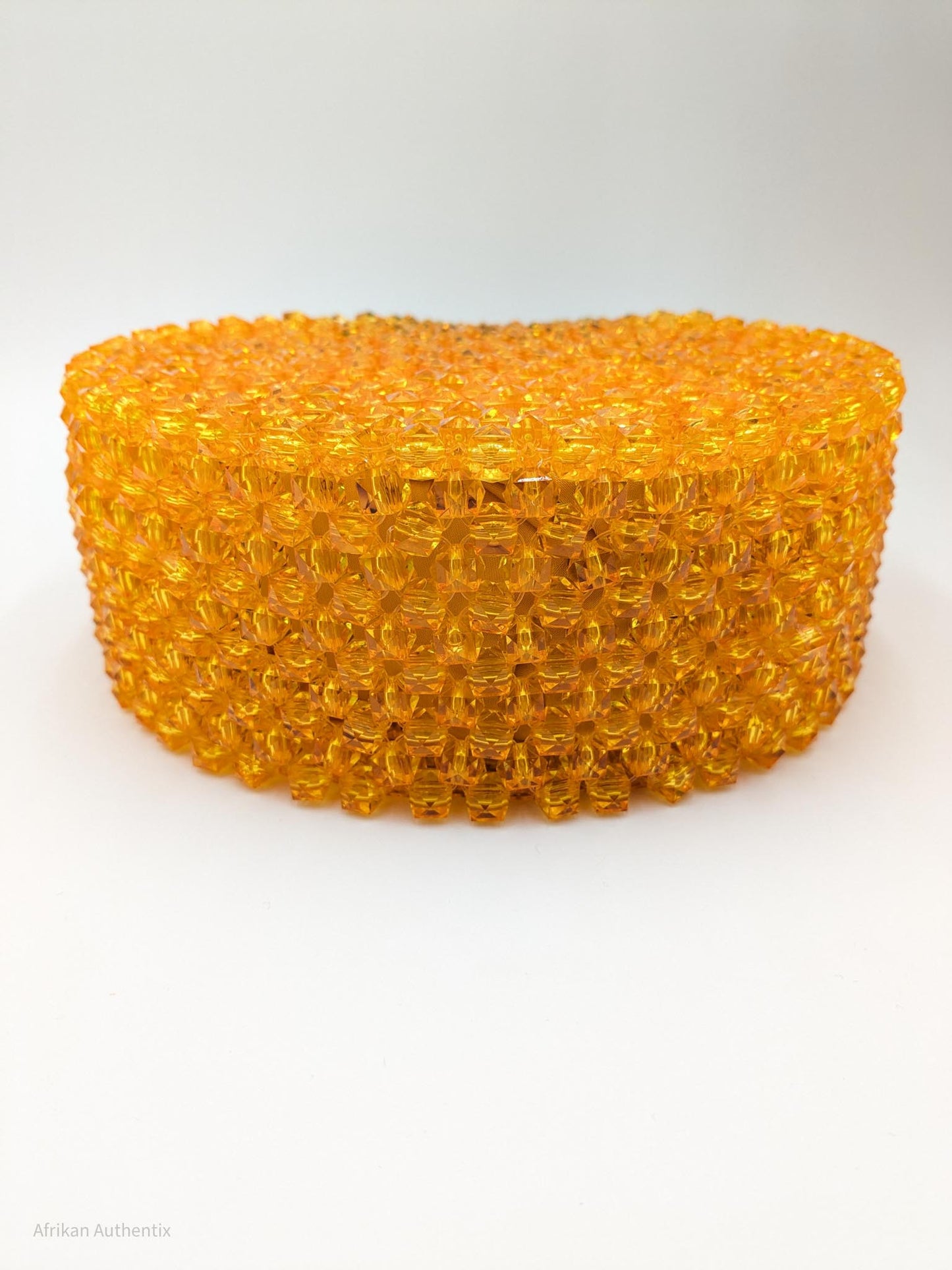 Yellow Beaded Bag with wooden handle | Alfayed