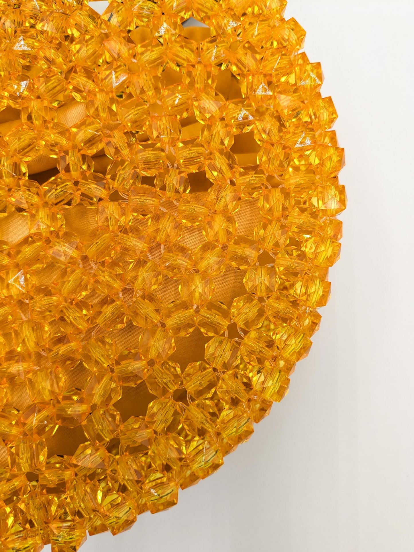 Yellow Beaded Bag with wooden handle | Alfayed