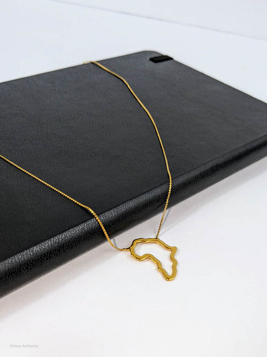 18K Gold Plated Africa Map Necklace | Single Built-in Pendant