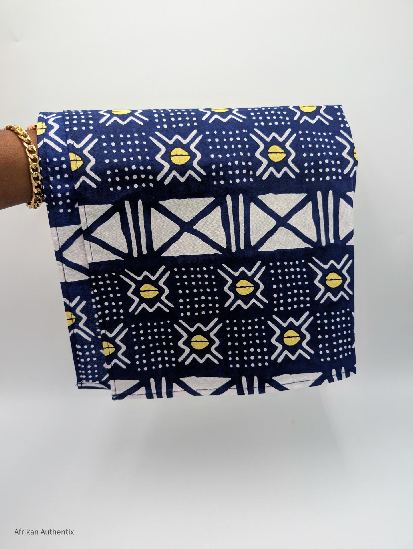 African print headwrap - Blue and White Mudcloth by Afrikan Authentix