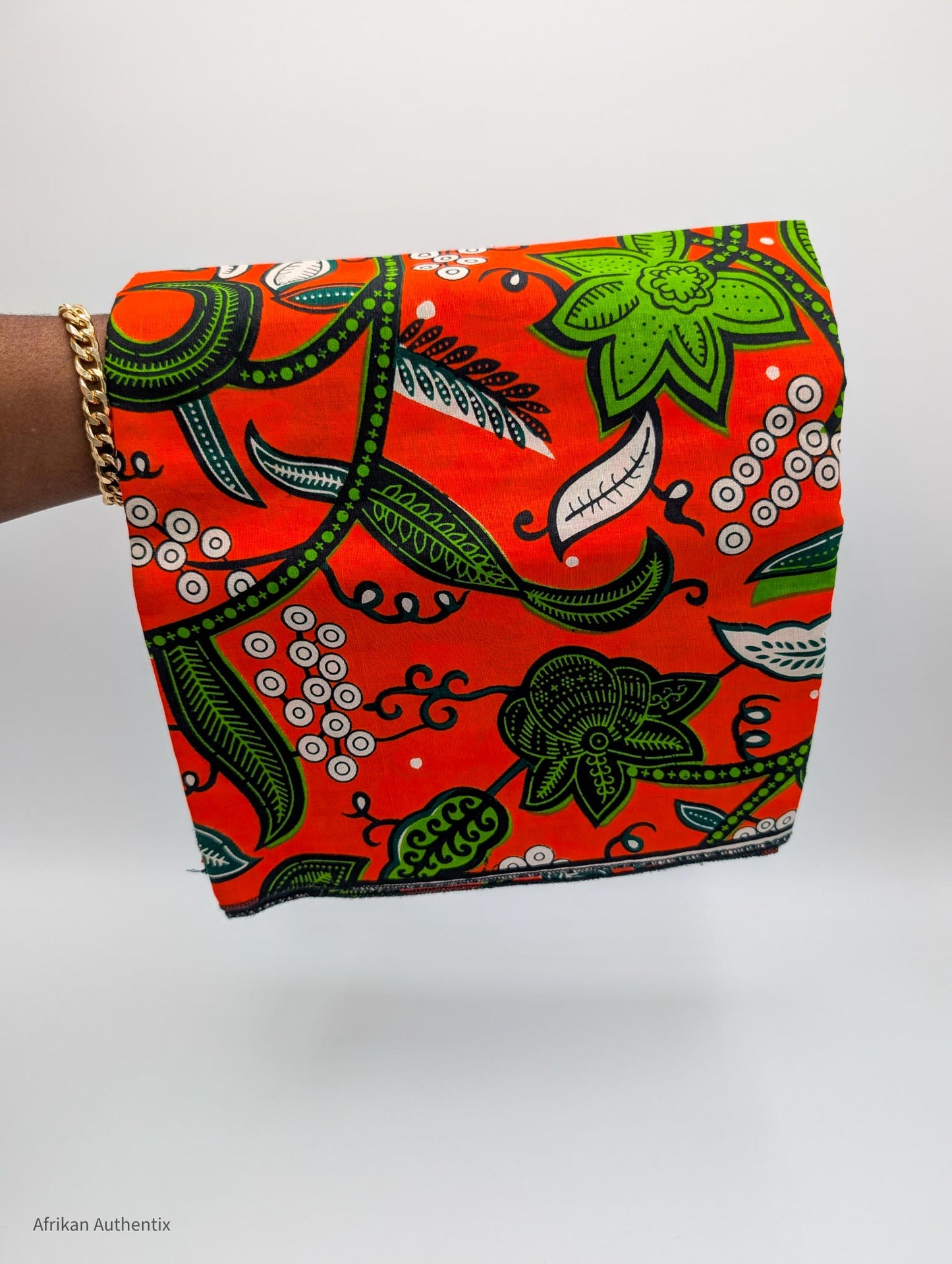African print headwrap - Orange/green Floral Pattern by Afrikan Authentix