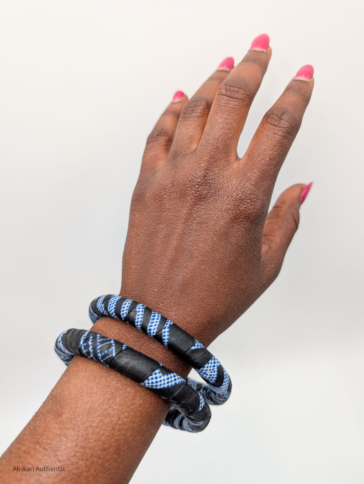 African Print Jewelry Set | Navy Blue Ndop Africa map earrings by Afrikan Authentix