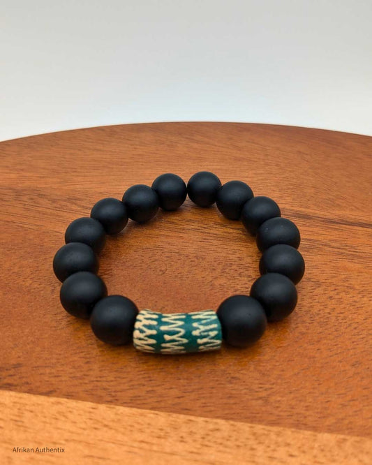 Unisex Black Onyx Beads Bracelet - Green