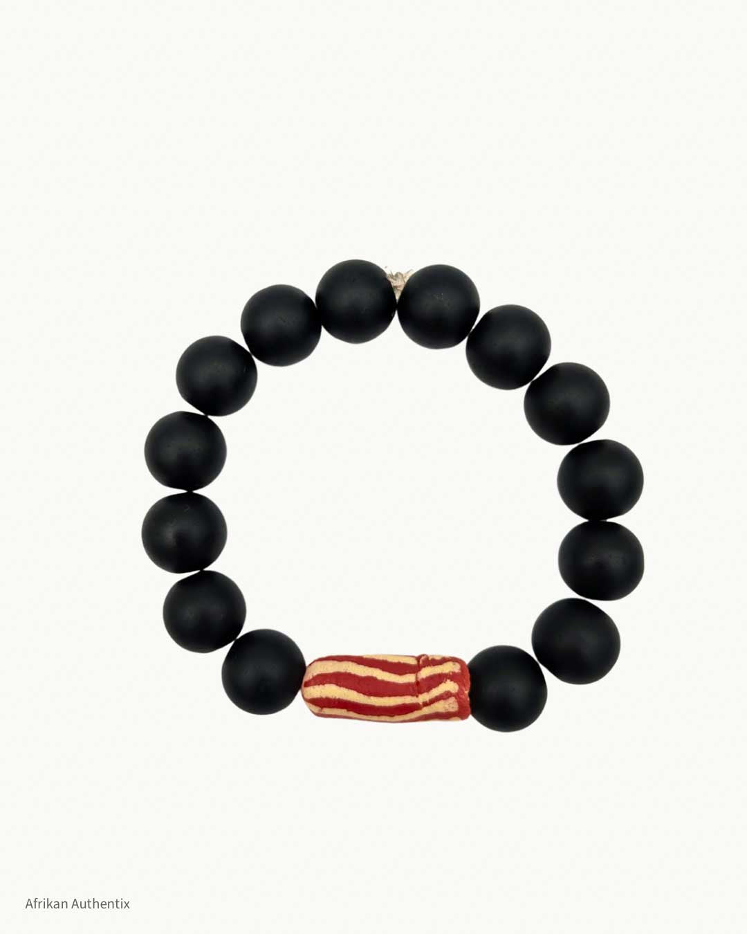 Unisex Black Onyx Beads Bracelet - Red