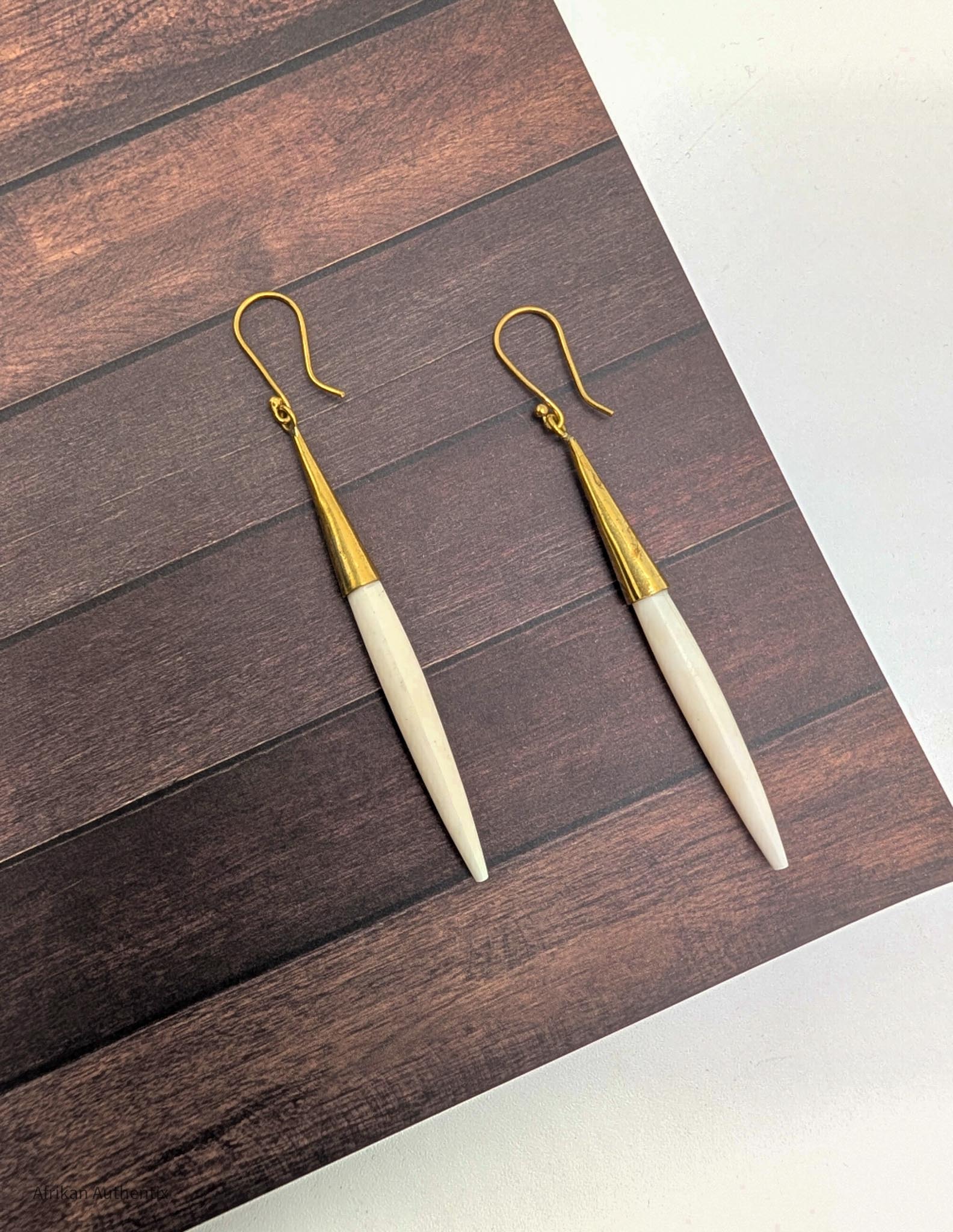 Spear shaped bone earrings