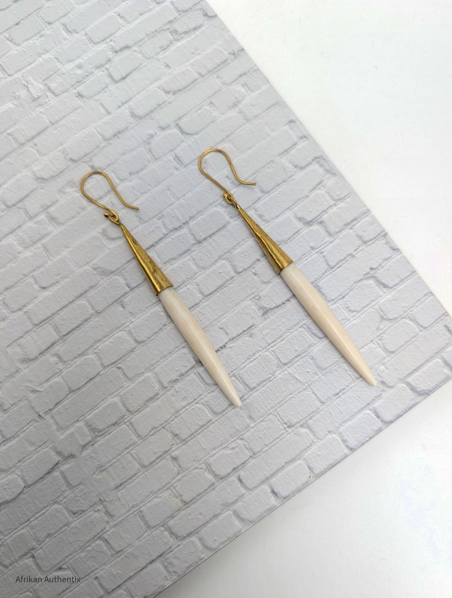 Spear shaped bone earrings