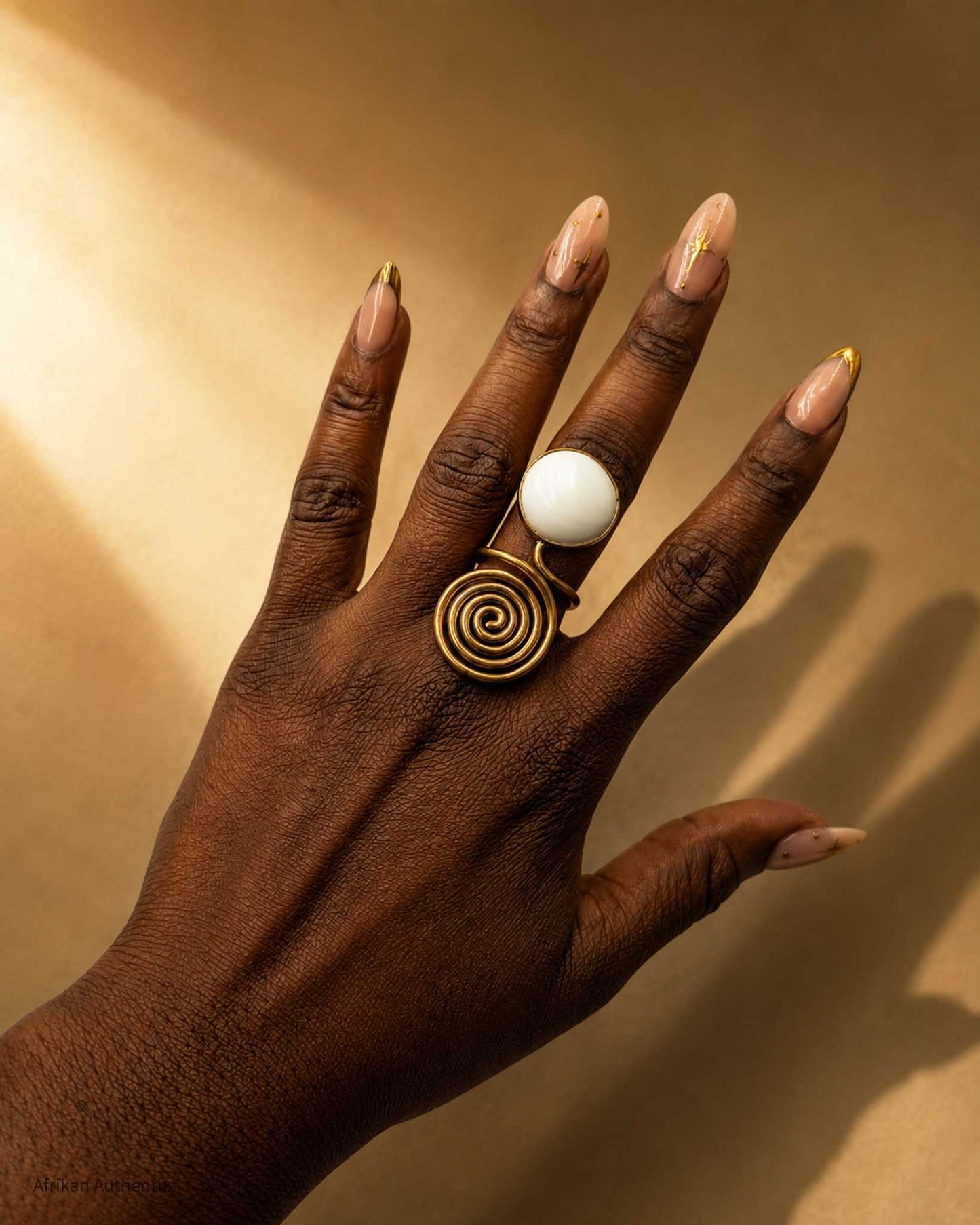 Gold and white Spiral Ring