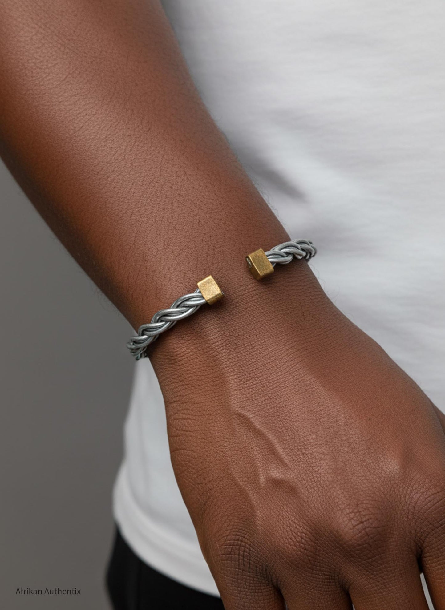 Men’s Aluminium Twist Metal Cuff Bracelet – Handmade African Bracelet