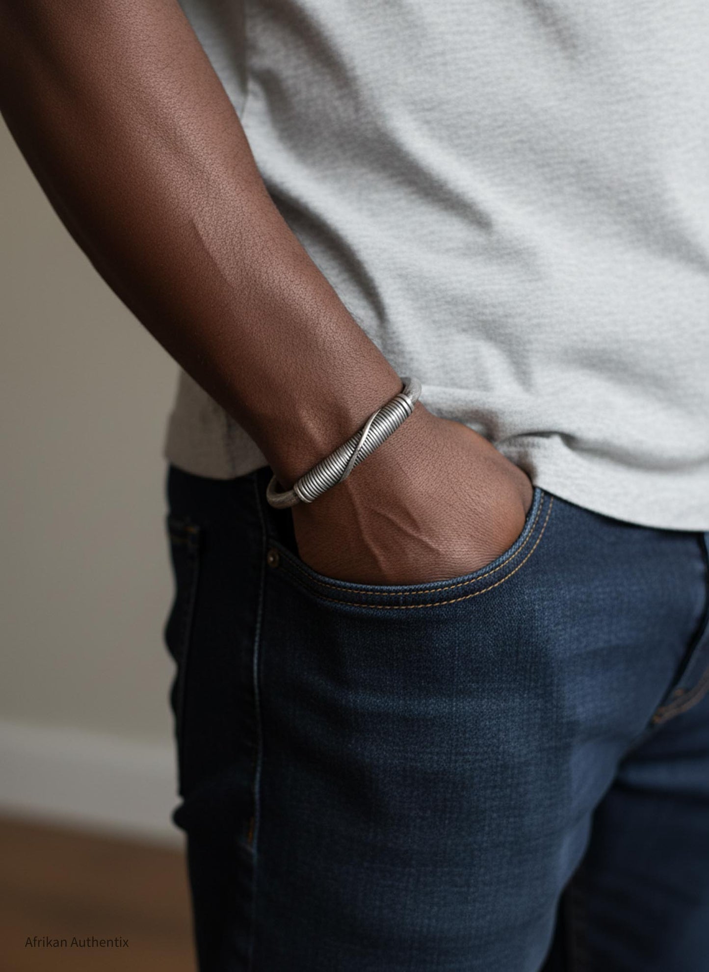 Men’s aluminium cuff Bracelet with alumium wire wrap