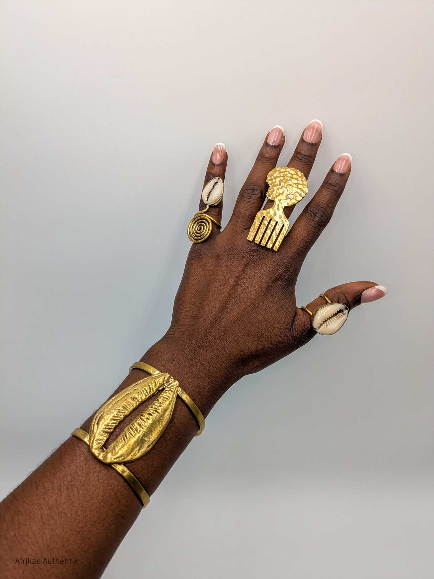 Chunky cowrie shell cuff bracelet