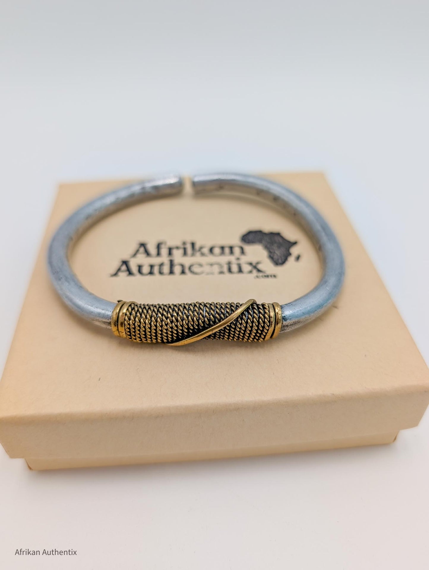 Men’s aluminium cuff Bracelet with brass wire wrap