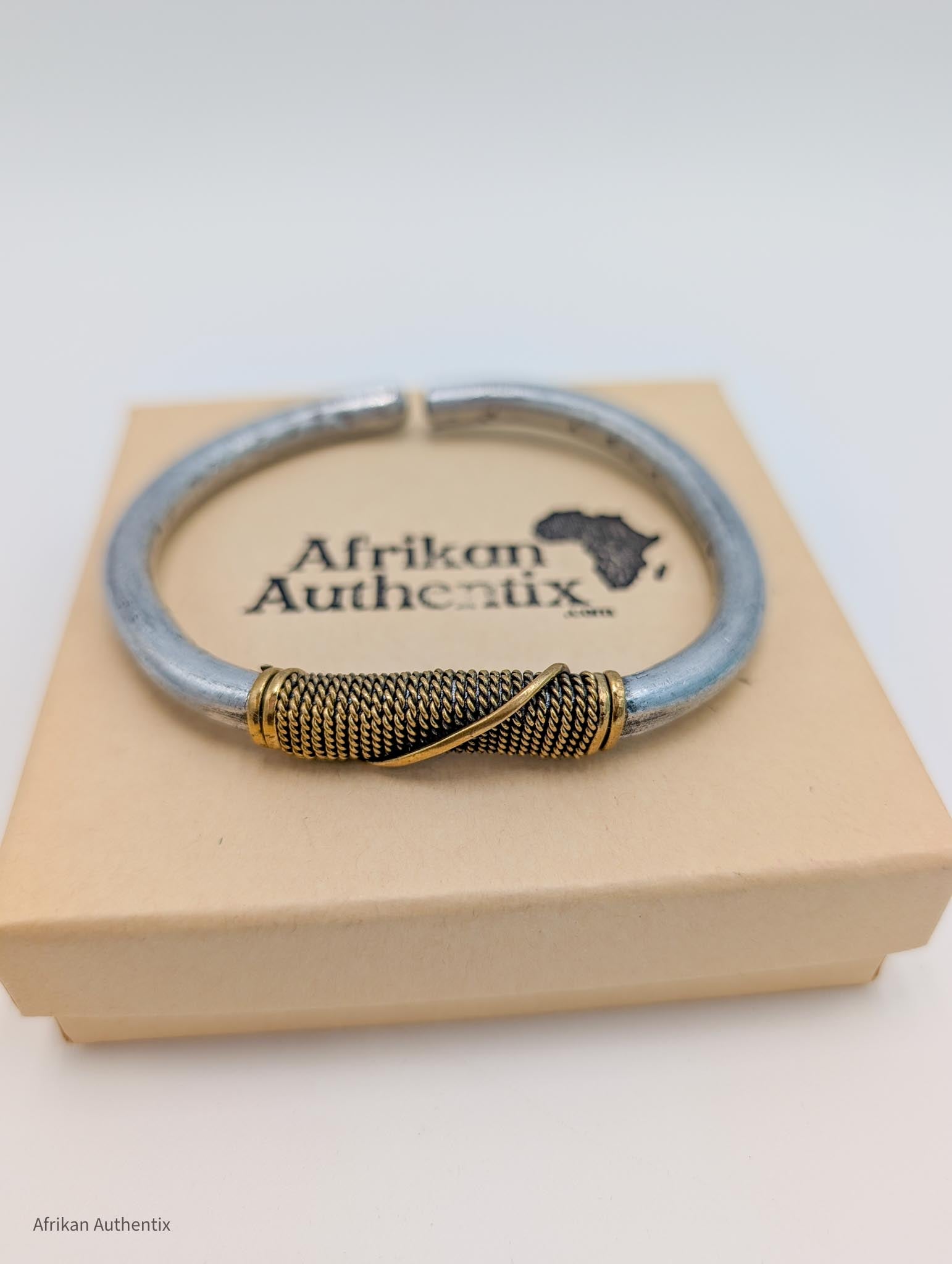 Men’s aluminium cuff Bracelet with brass wire wrap