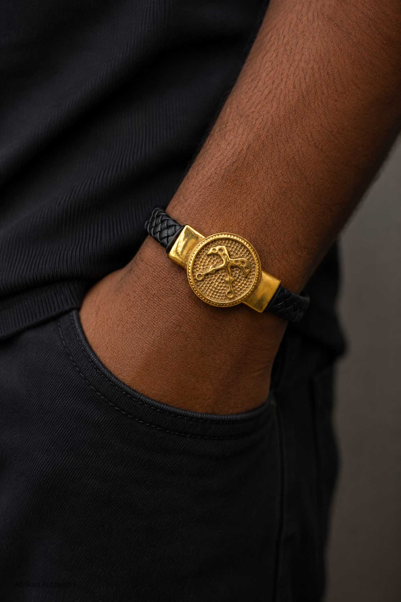 men's engraved leather bracelet