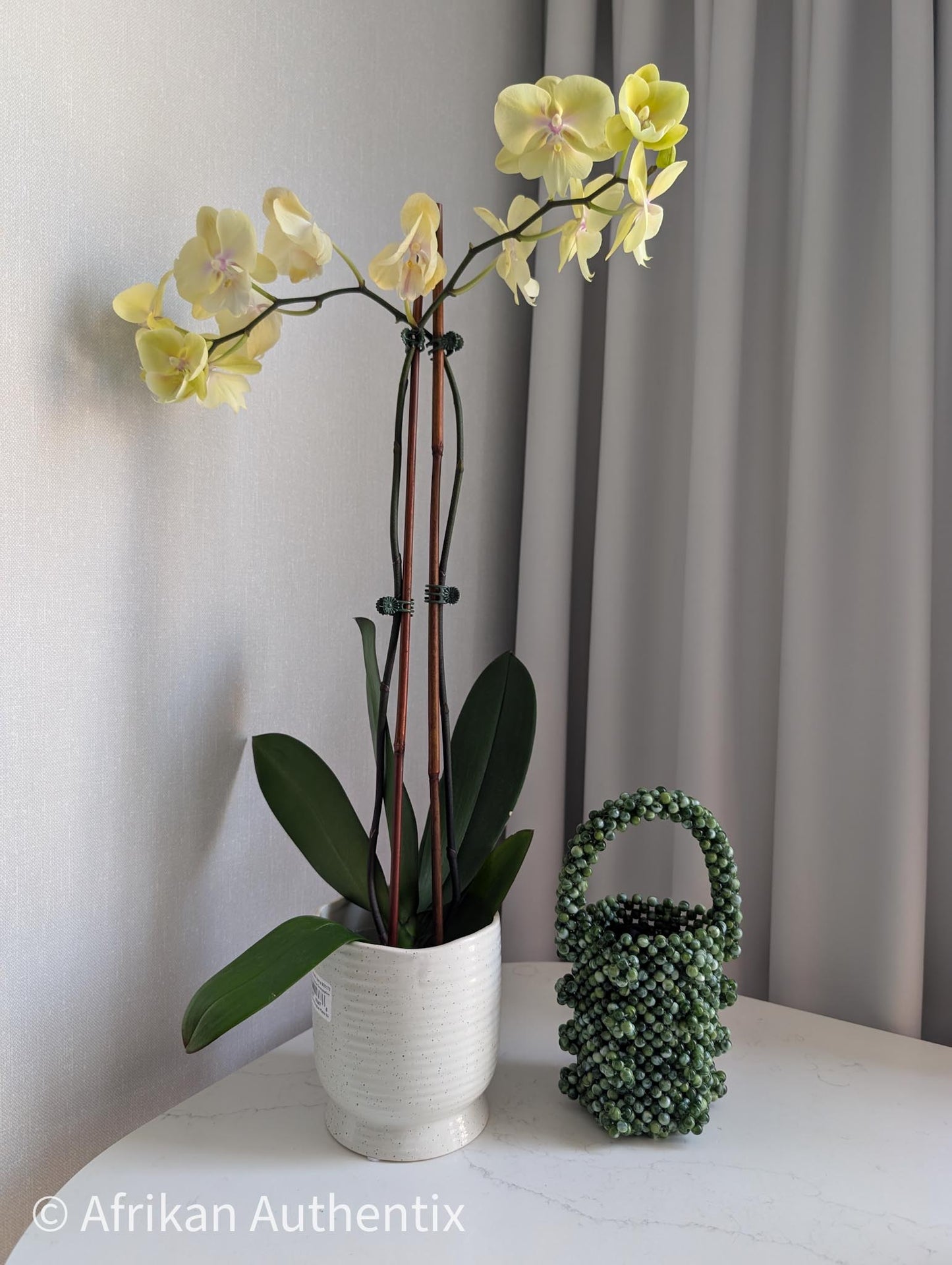 Green mini beaded bucket bag