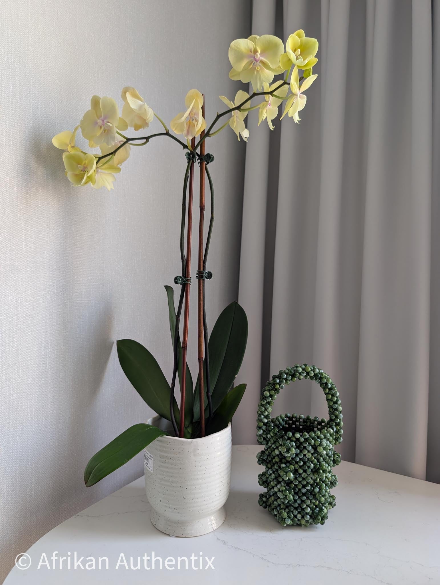 Green mini beaded bucket bag