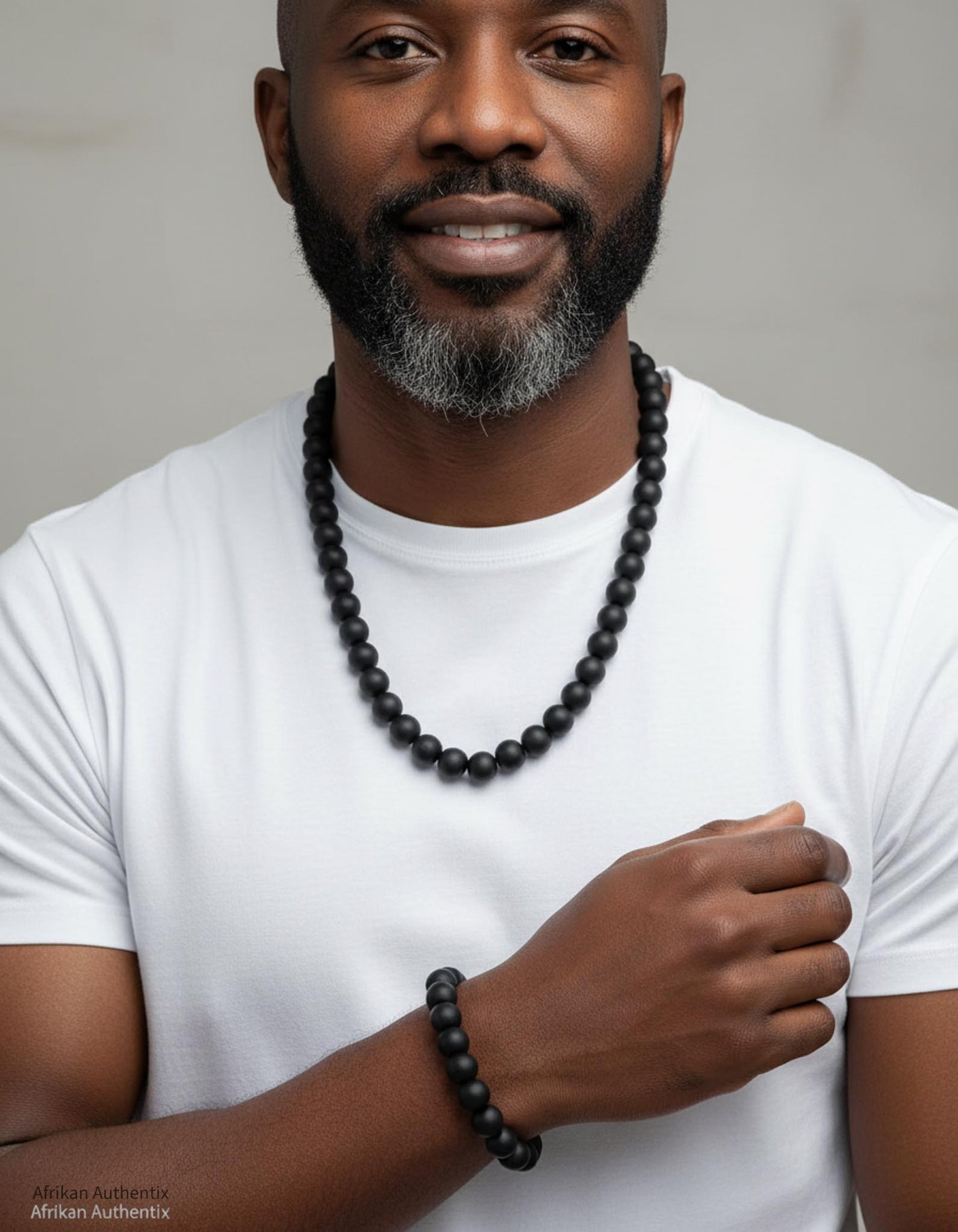  Black african men's necklace and bracelet set