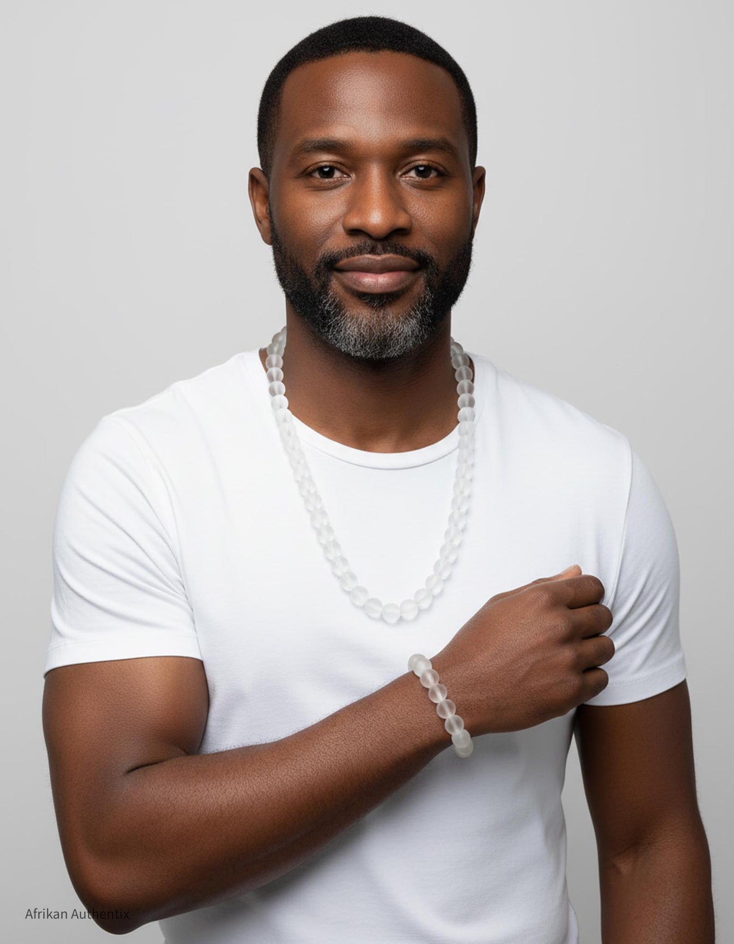 Clear african men's necklace and bracelet set