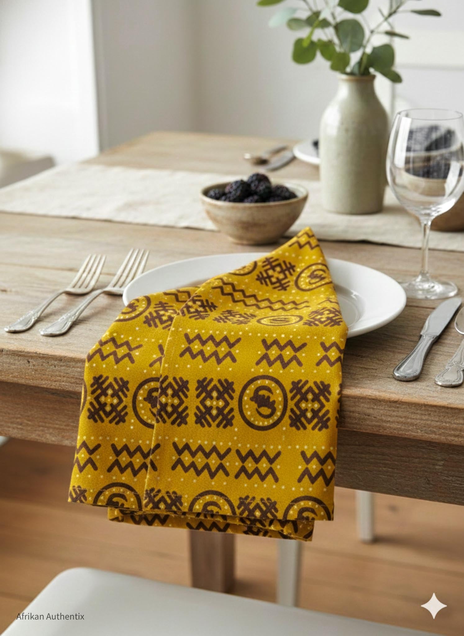 Mustard Yellow african print cloth napkin