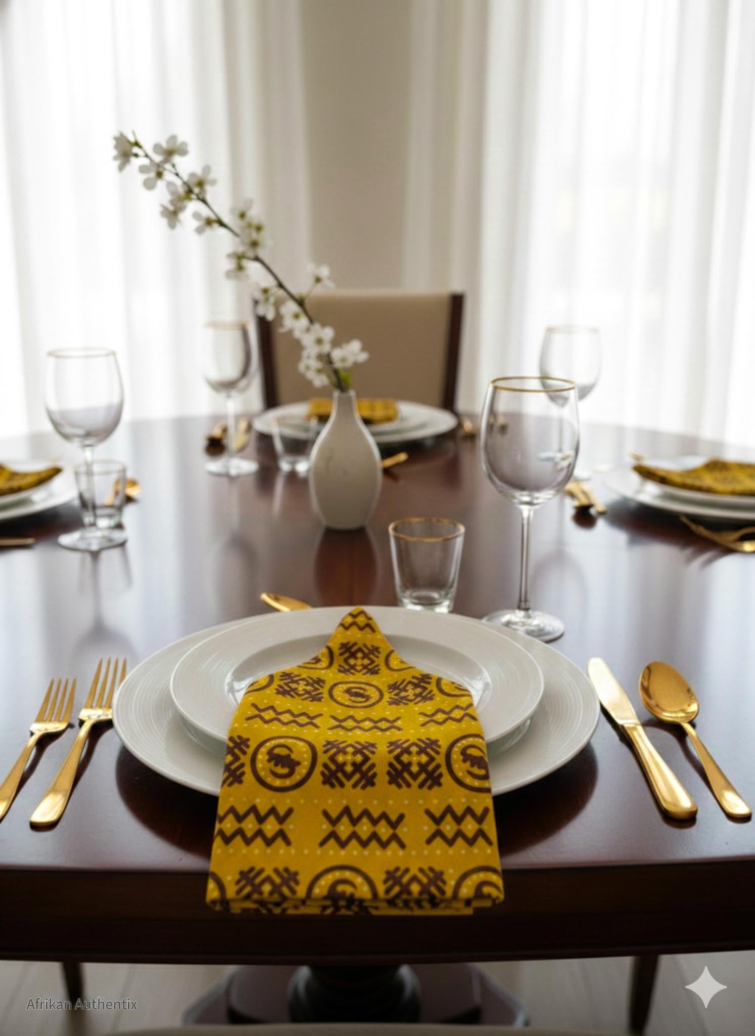 Mustard Yellow african print cloth napkin