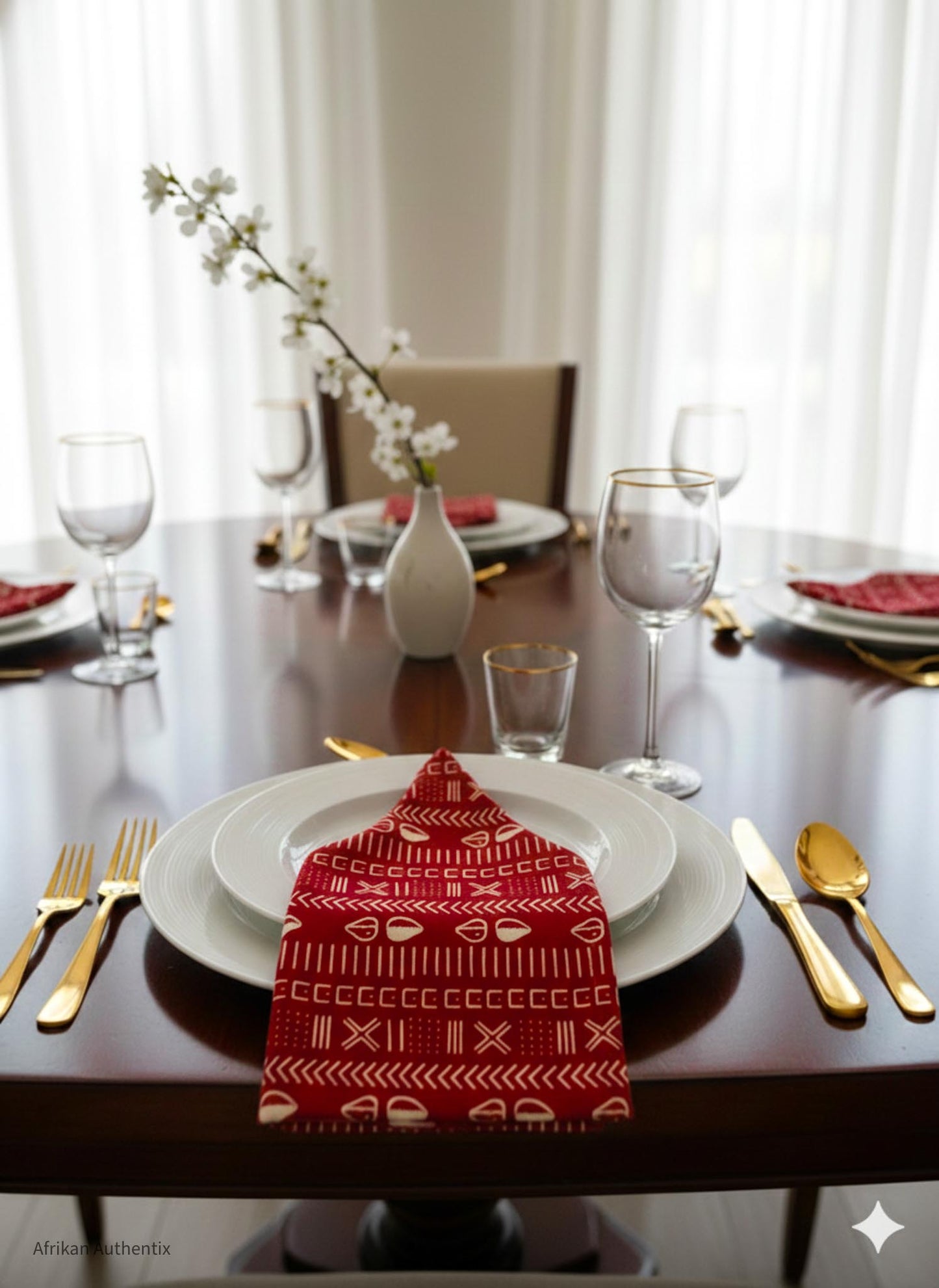 Red african print cloth napkin