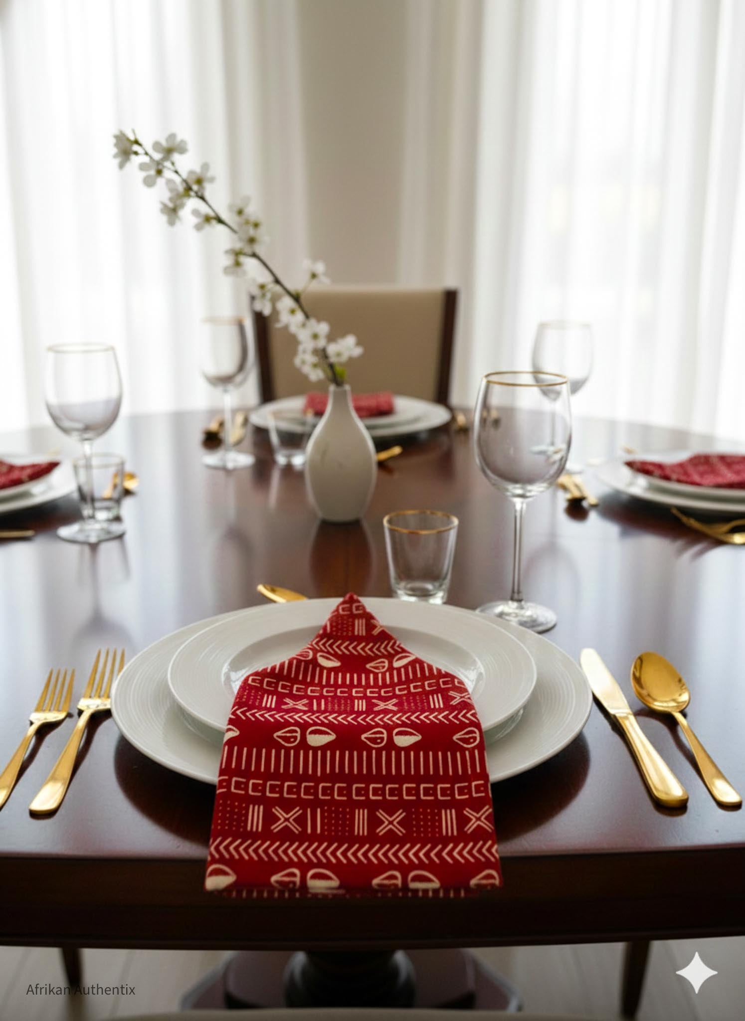 Red african print cloth napkin