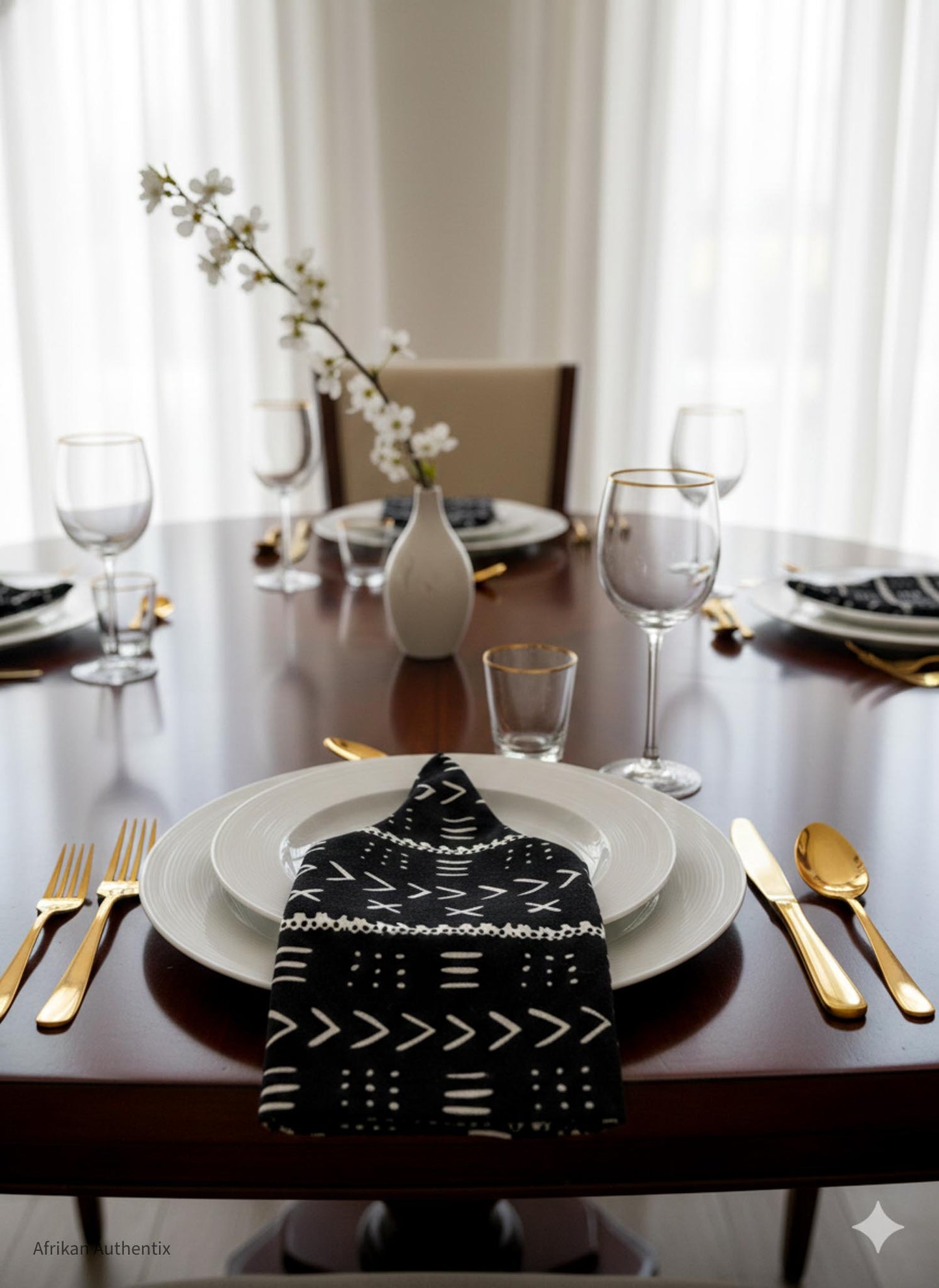black and white african print cloth napkin