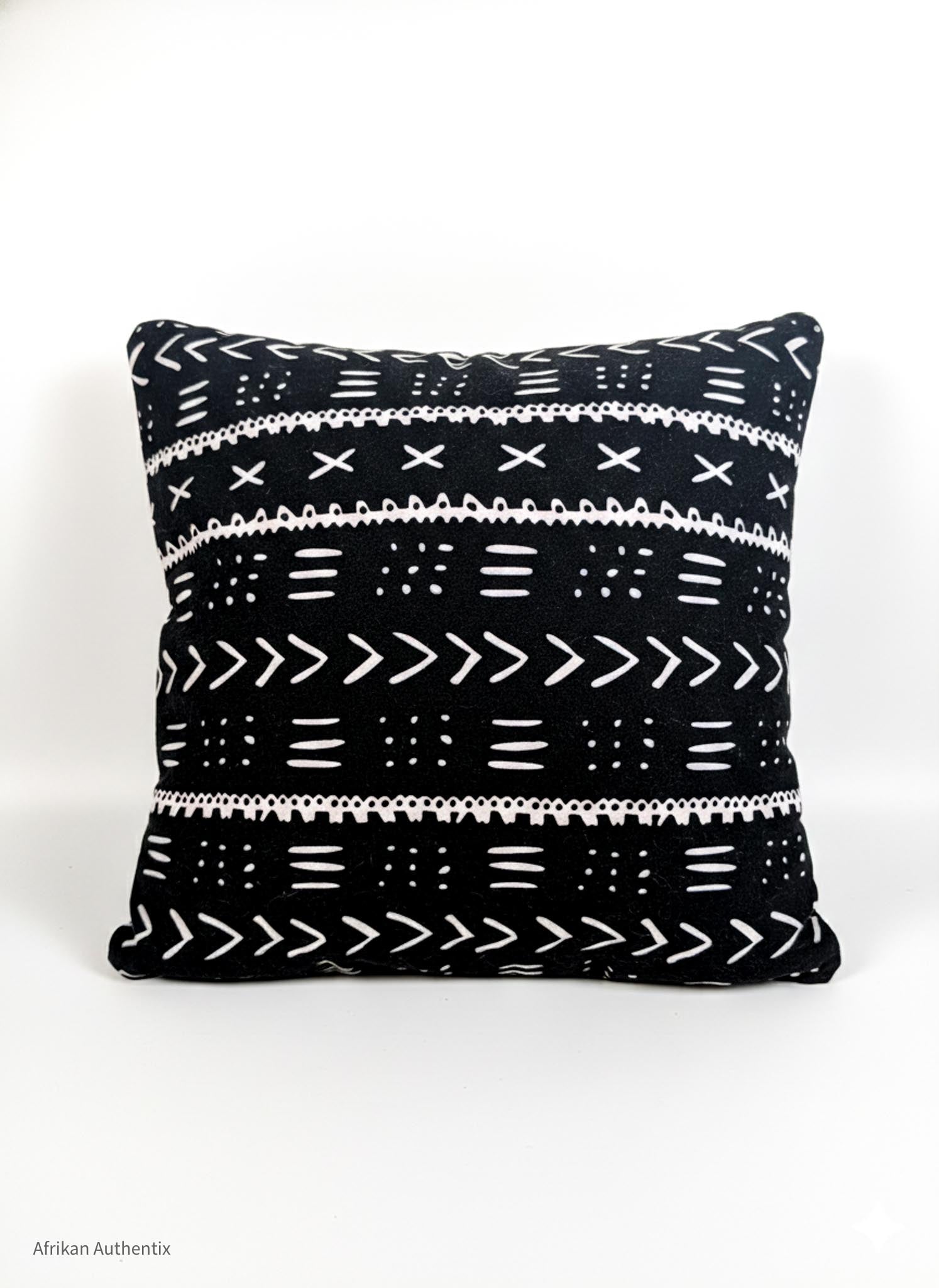 Handmade black mudcloth inspired African print pillow cover