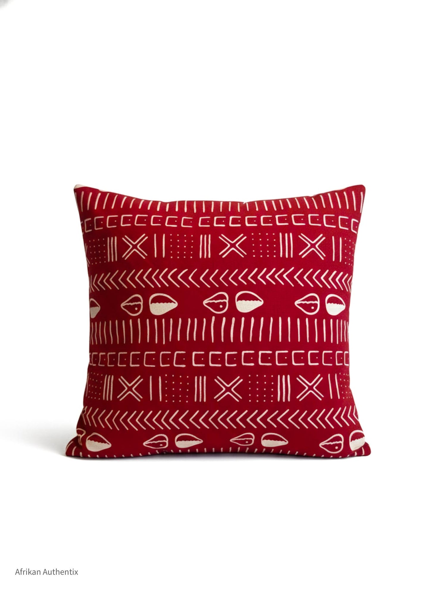 Handmade red tribal African print pillow cover