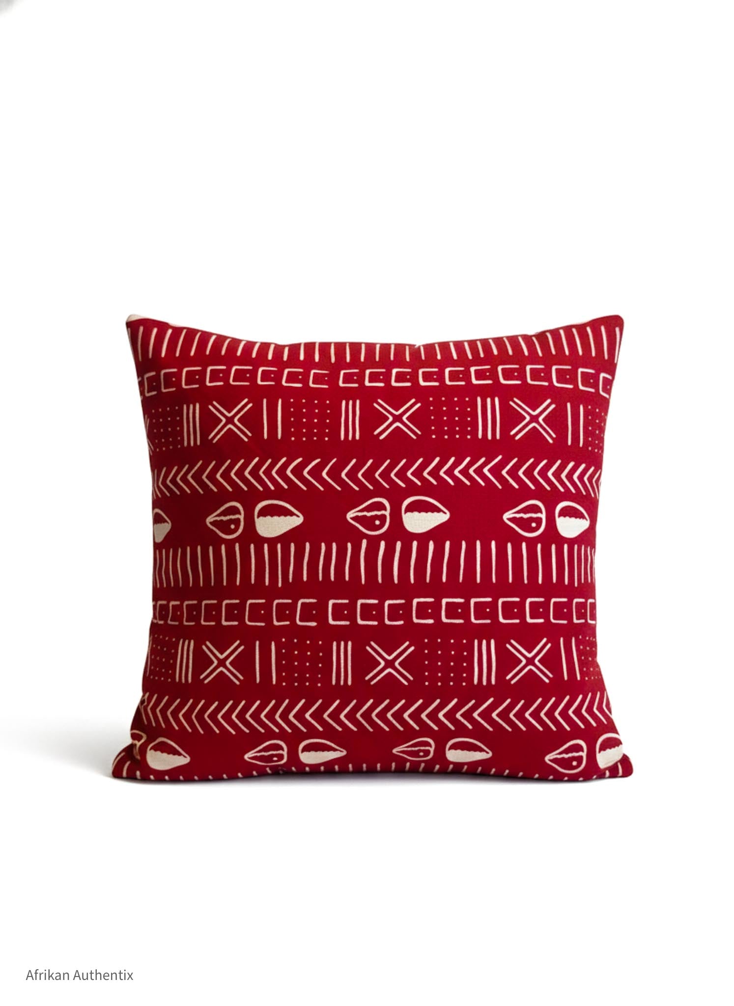 Handmade red tribal African print pillow cover