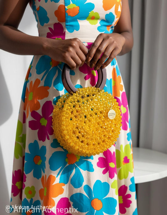 Yellow beaded bag