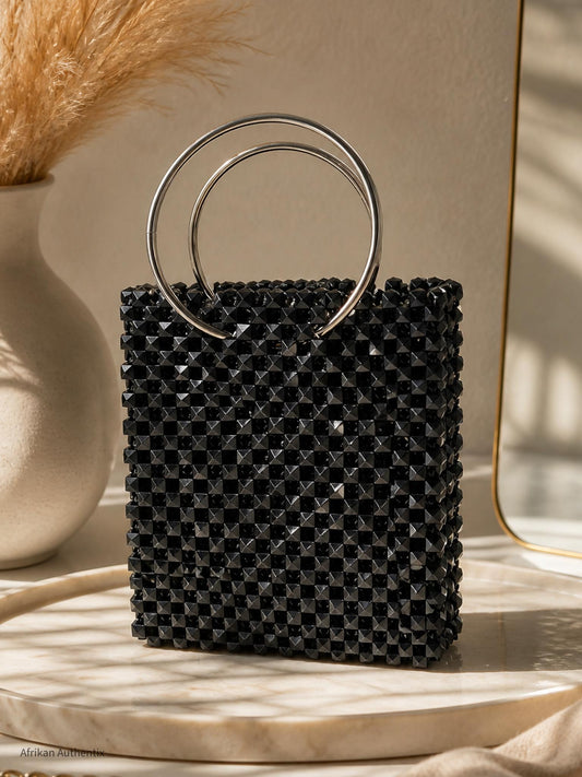 black beaded bag