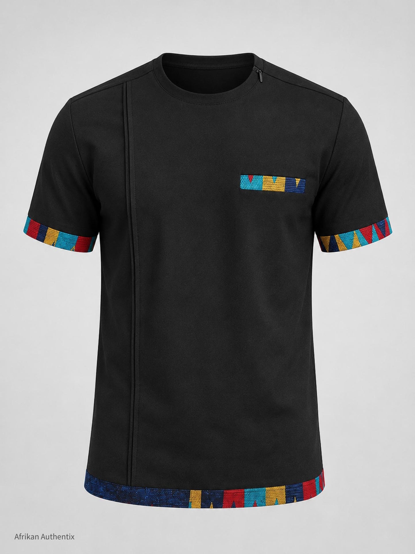 Modern African men's shirt with invisible shoulder zipper