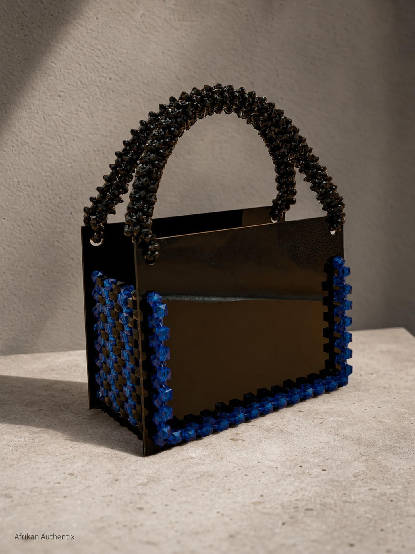 Black and blue beaded bag