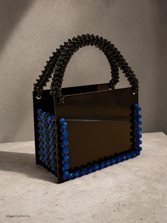 Black and blue beaded bag