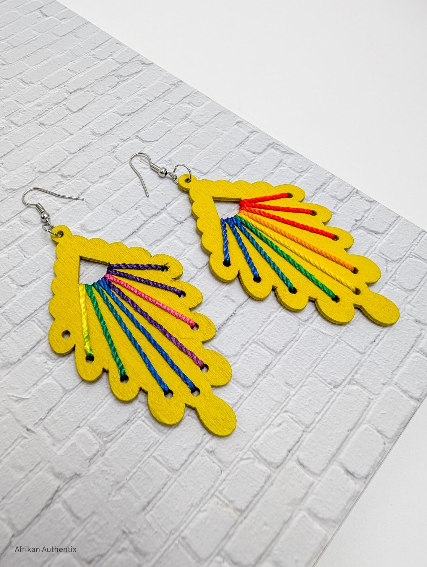 yellow wooden earrings