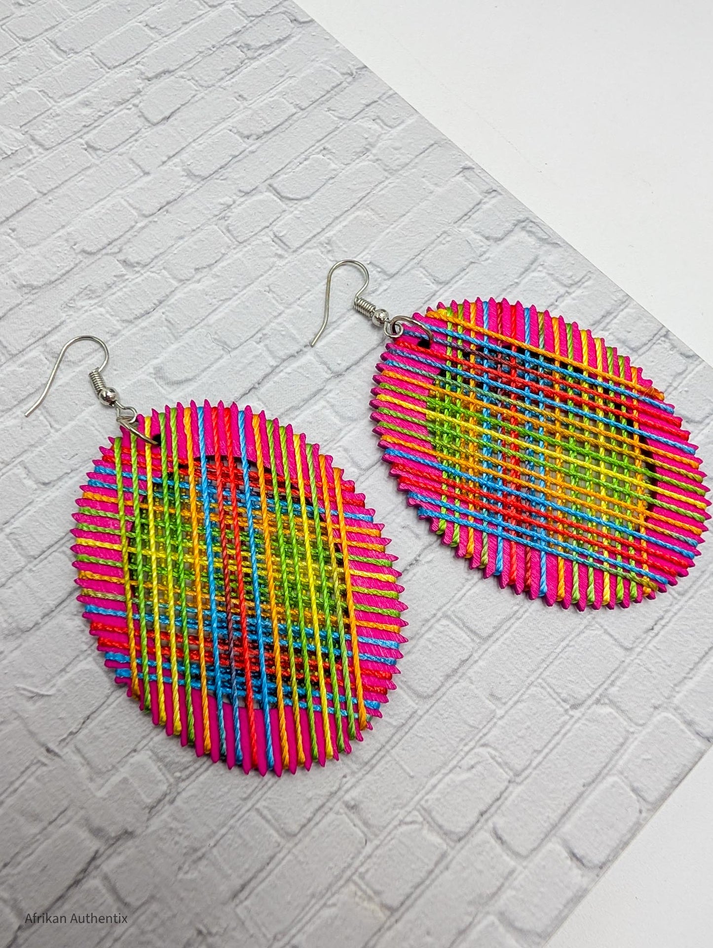 Pink Round wooden earrings