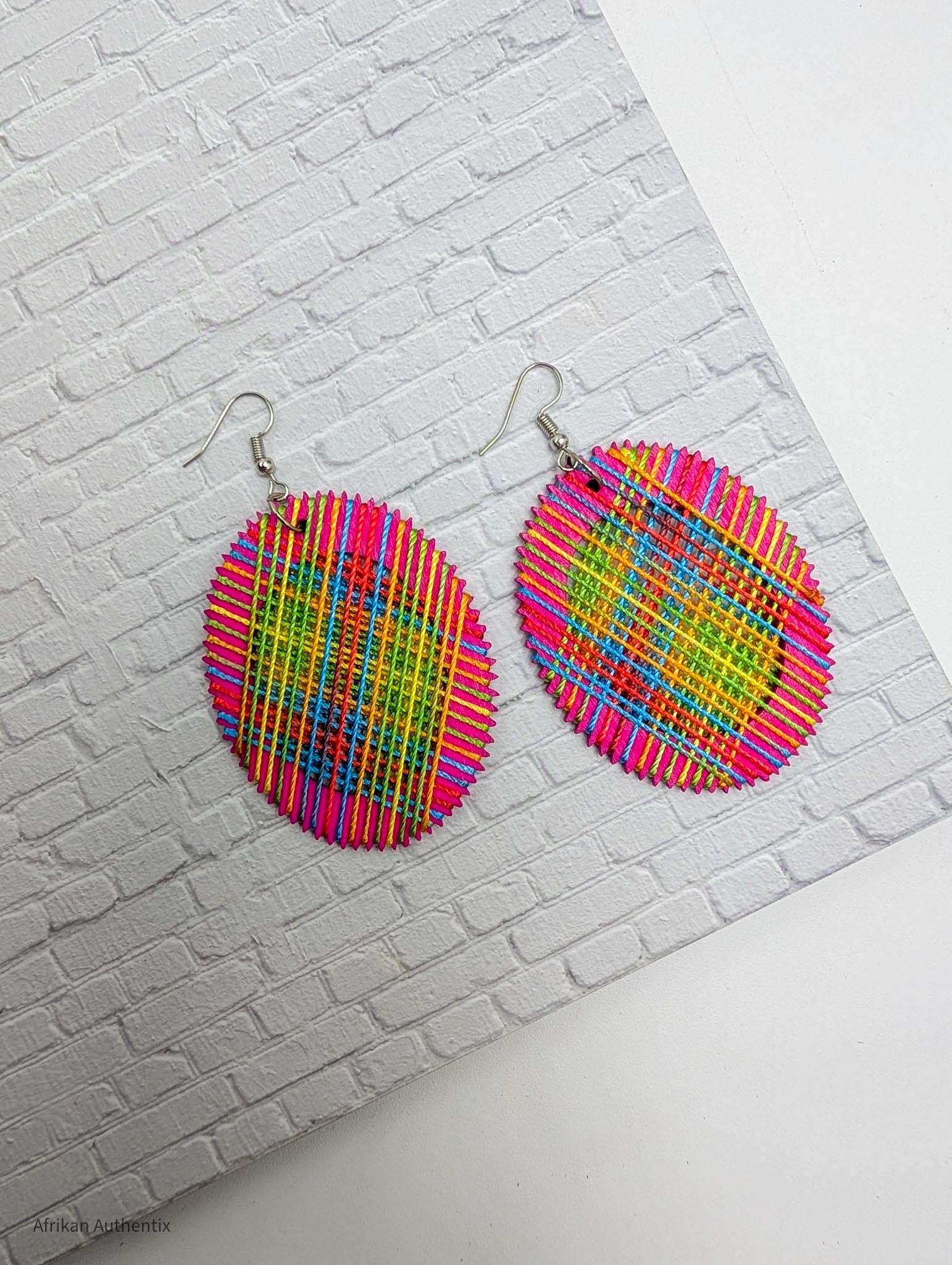 Pink Round wooden earrings