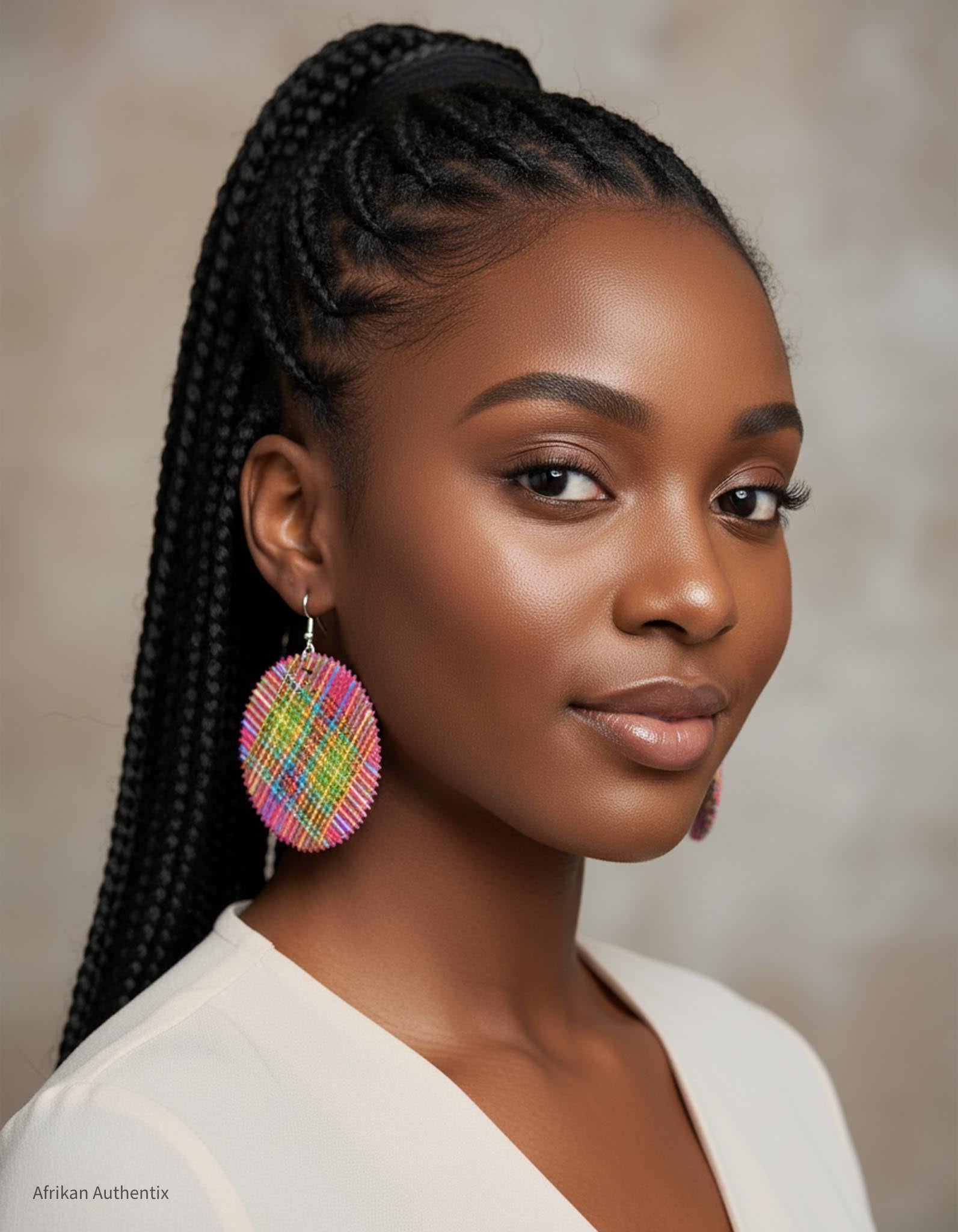 Pink Round wooden earrings