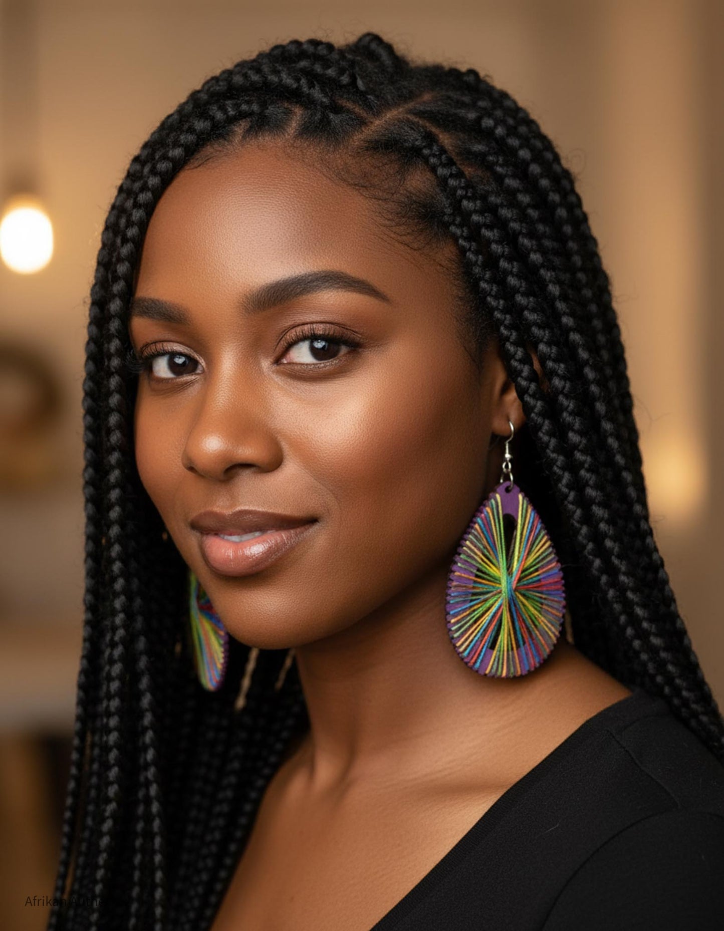 Purple wooden earrings