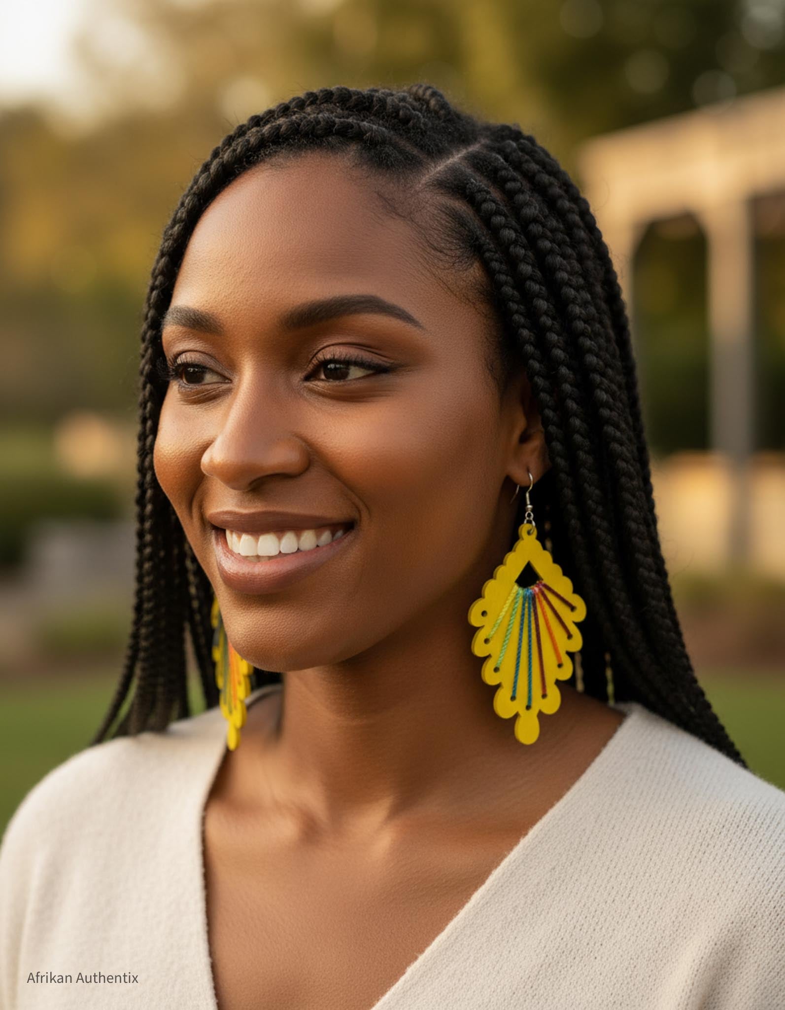 Yellow wooden earrings